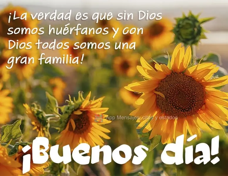 A verdade é que sem Deus somos órfãos e com Deus somos todos uma grande família! Bom dia!