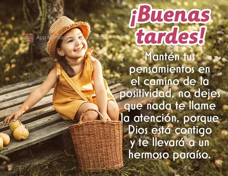 Mantenha seus pensamentos na rota da positividade, não deixe que nada tire o seu foco, pois Deus está contigo e te levará a um lindo paraíso. Boa tar...