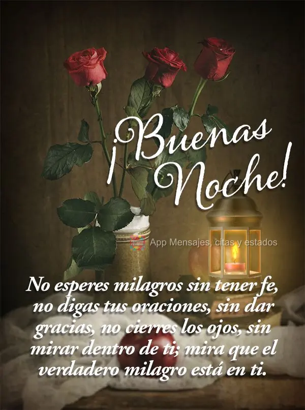 Não espere por milagres sem ter fé. Não faça suas preces sem antes agradecer. Não feche seus olhos sem antes olhar para dentro de si. Veja que o ver...