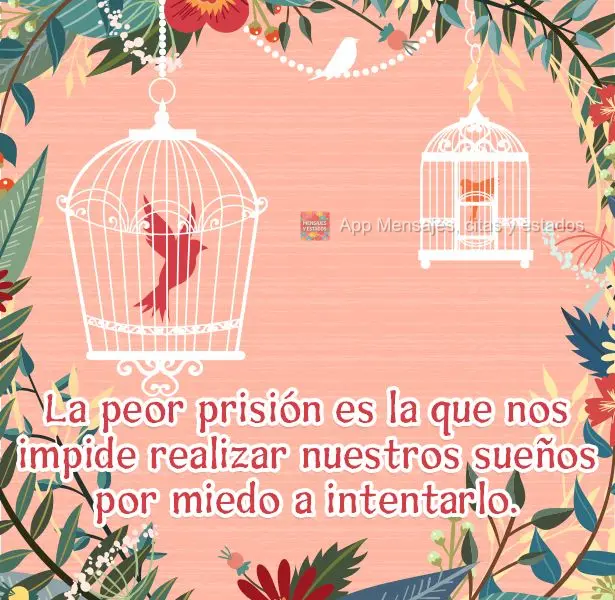 La peor prisión es la que nos impide realizar nuestros sueños por miedo a intentarlo.