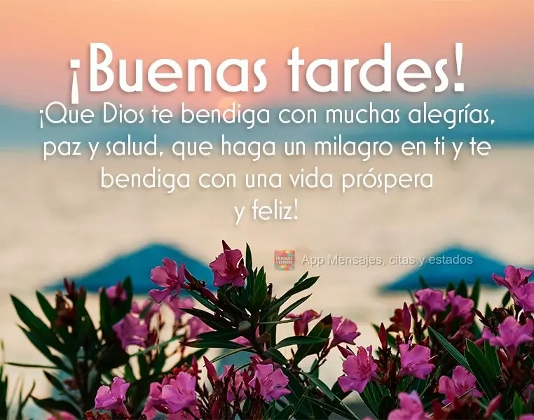 ¡Que Dios te bendiga con muchas alegrías, paz y salud, que haga un milagro en ti y te bendiga con una vida próspera y feliz! ¡Buenas tardes!