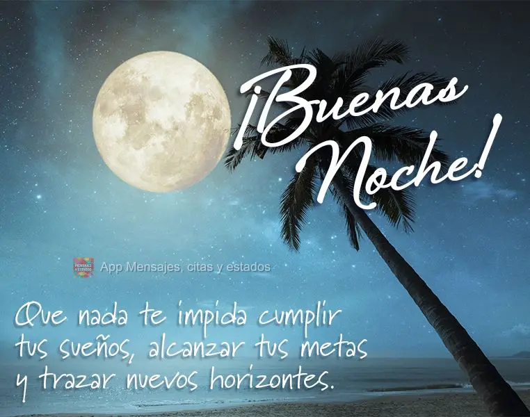 Que nada o impeça de realizar os seus sonhos, alcançar seus objetivos e traçar novos horizontes Boa noite!