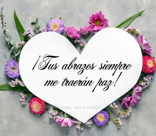 ¡Tus abrazos siempre me traerán paz!