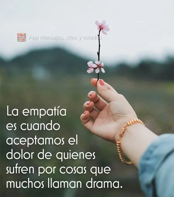 A empatia é quando a gente abraça as dores daqueles que sofrem por coisas que muitos chamam de drama.