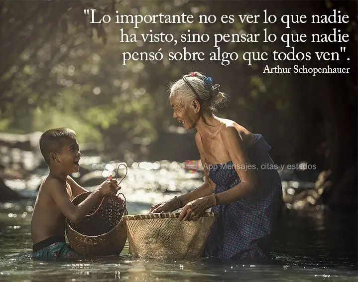 "Lo importante no es ver lo que nadie ha visto, sino pensar lo que nadie pensó sobre algo que todos ven". Arthur Schopenhauer
