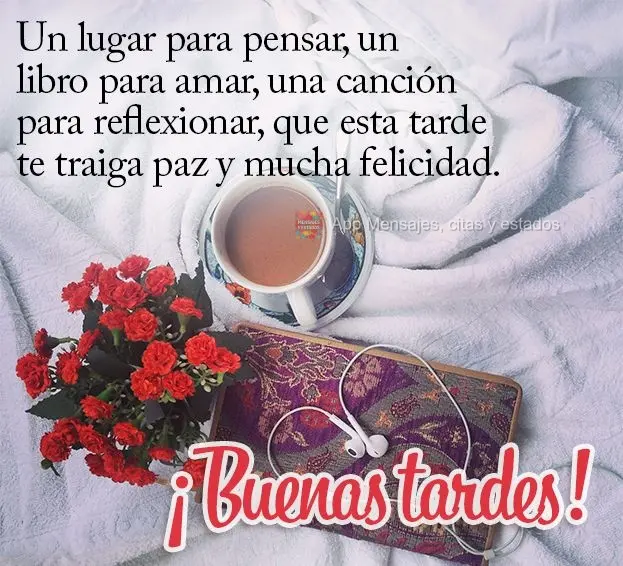 Um cantinho para pensar, um livro para amar, uma música para refletir. Que esta tarde lhe traga paz e uma grande felicidade possa sentir. Boa tarde!