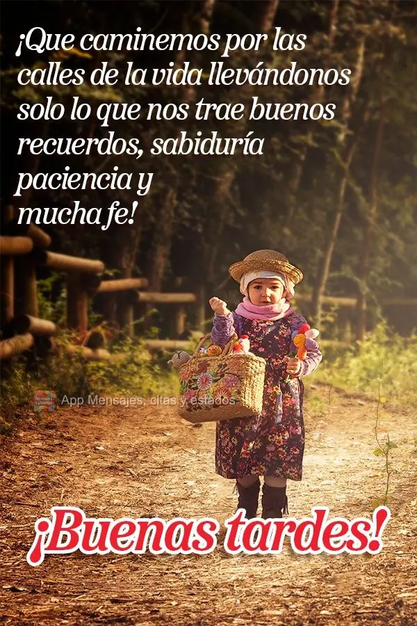 Que possamos caminhar pelas ruas da vida levando conosco somente aquilo que nos trás boas recordações, sabedoria, paciência e uma grande porção de ...