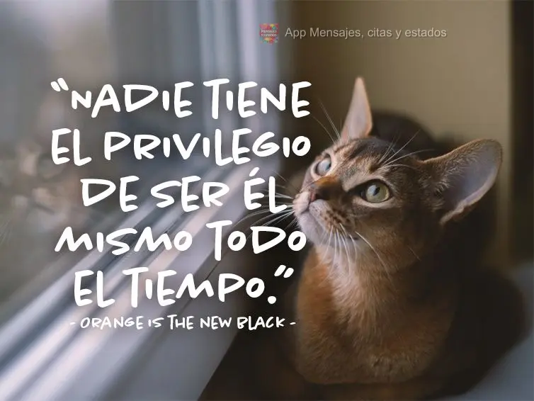 “Ninguém tem o privilégio de ser si mesmo o tempo todo.” Orange is the new black