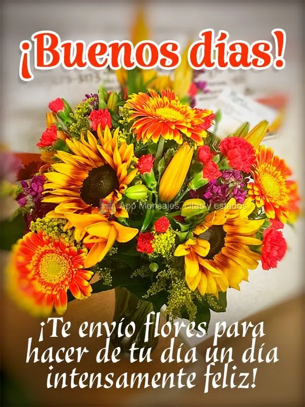 Estou enviando flores para fazer do seu dia um dia intensamente feliz! Bom dia!