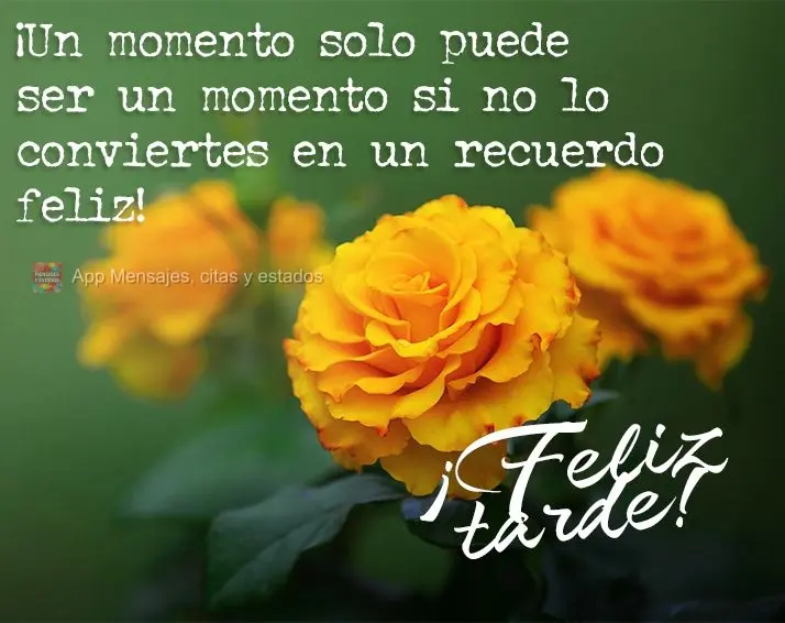 Um momento pode ser apenas um momento se você não fizer dele uma lembrança feliz! Feliz tarde!