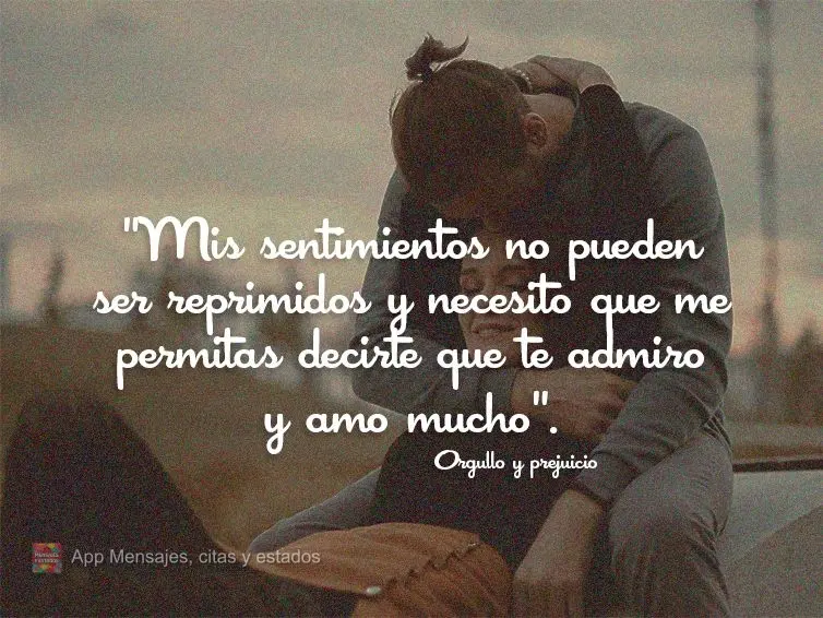 "Mis sentimientos no pueden ser reprimidos y necesito que me permitas decirte que te admiro y amo mucho". Orgullo y prejuicio
