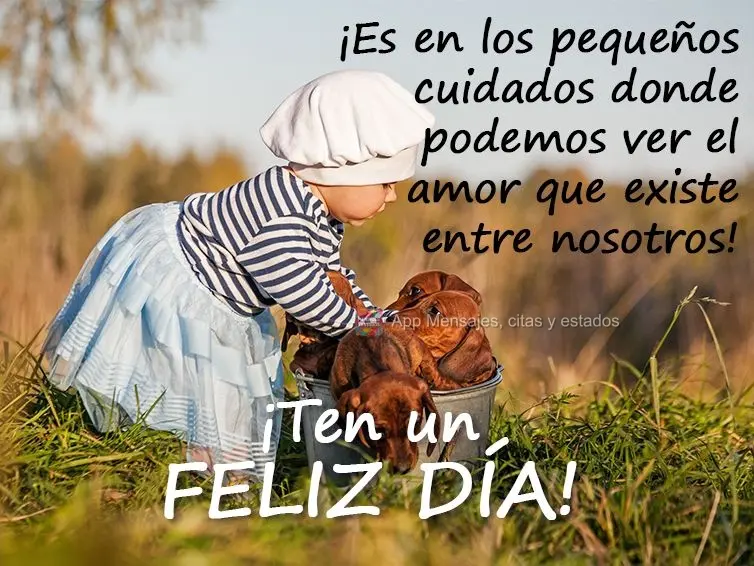 ¡Es en los pequeños cuidados donde podemos ver el amor que existe entre nosotros! ¡Ten un feliz día!