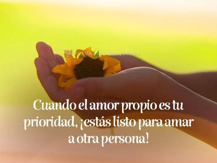 Quando o amor-próprio for sua prioridade, você está pronto para amar outra pessoa!