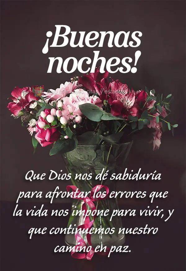 Que Dios nos dé sabiduría para afrontar los errores que la vida nos impone para vivir, y que continuemos nuestro camino en paz. ¡Buenas noches!