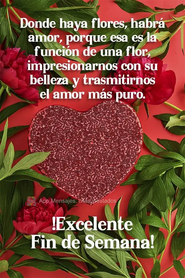 Donde haya flores, habrá amor, porque esa es la función de una flor, impresionarnos con su belleza y trasmitirnos el amor más puro. ¡Excelente fin de...