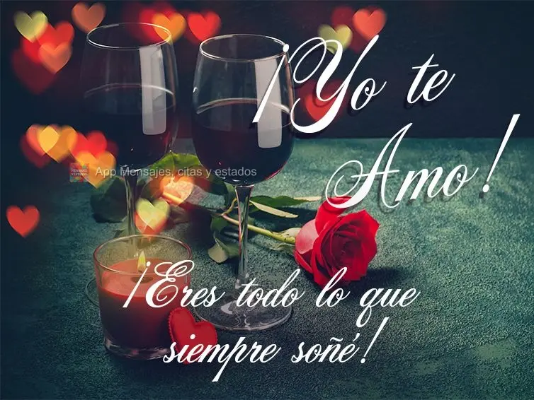 Você é tudo o que eu sempre sonhei! Eu te amo! 