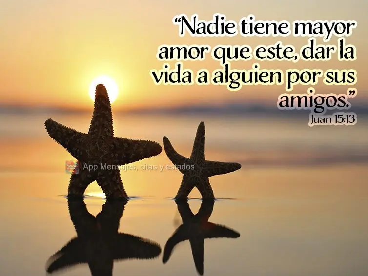 "Nadie tiene mayor amor que este, dar la vida a alguien por sus amigos". Juan 15:13