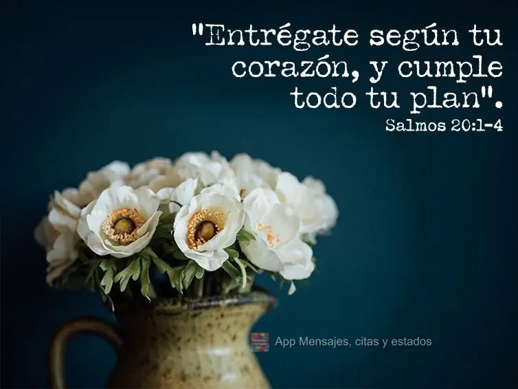 "Entrégate según tu corazón, y cumple todo tu plan". Salmos 20:1-4