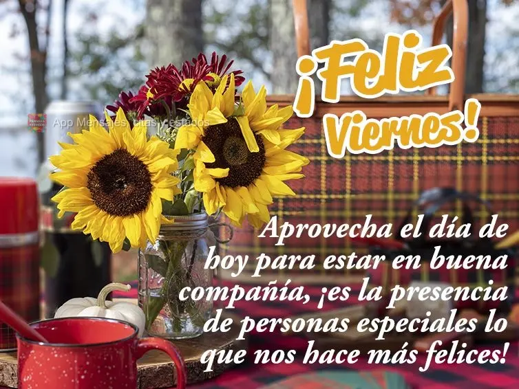 Aproveite o dia de hoje para estar em boa companhia. É a presença de pessoas especiais que nos fazem mais felizes! Feliz Sexta-feira!