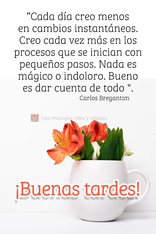 “Cada dia que passa acredito menos em mudanças instantâneas. Acredito cada vez mais em processos iniciados com passos pequenos. Nada é mágico ou in...