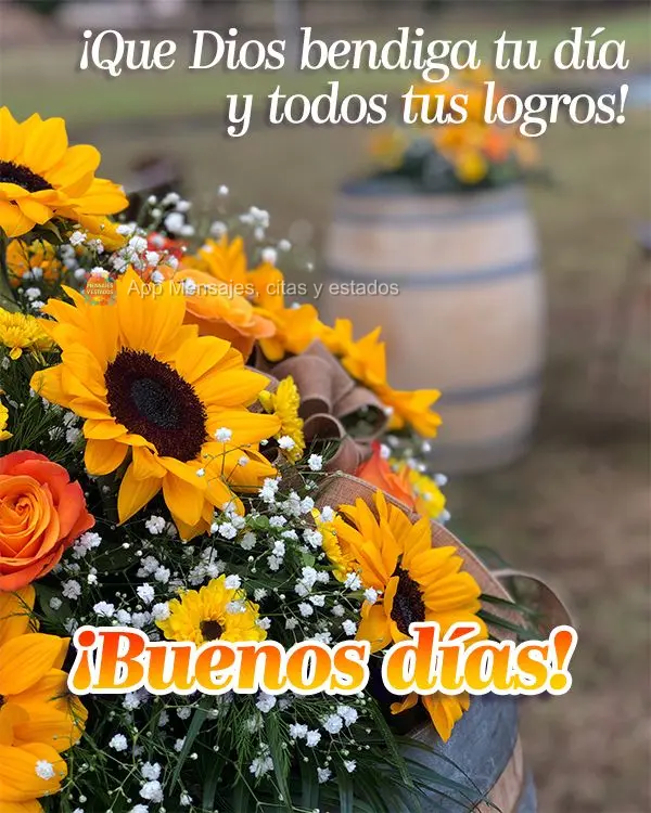 ¡Que Dios bendiga tu día y todos tus logros! ¡Buenos días!