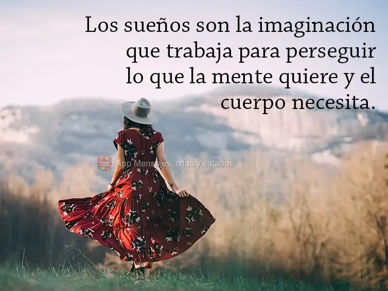 Los sueños son la imaginación que trabaja para perseguir lo que la mente quiere y el cuerpo necesita.