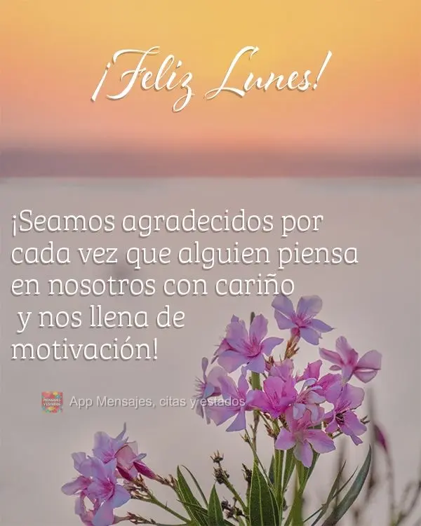 Sejamos gratos por todas as vezes que alguém pensa em nós com carinho e nos enche de motivação! Feliz Segunda-feira!