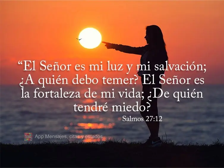 “El Señor es mi luz y mi salvación; ¿A quién debo temer? El Señor es la fortaleza de mi vida; ¿De quién tendré miedo? Salmos 27:12