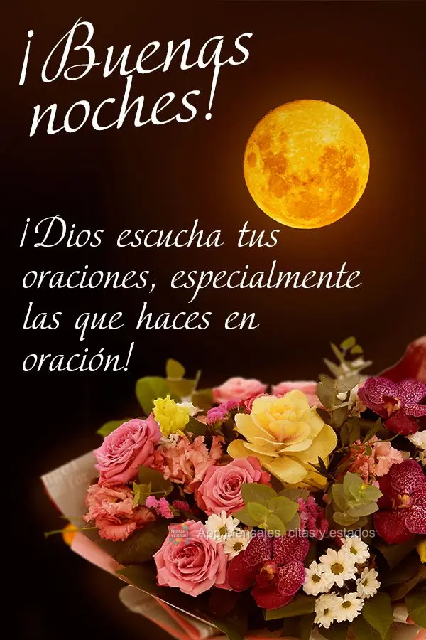 Deus ouve as suas preces, especialmente aquelas feitas em oração! Boa noite! 