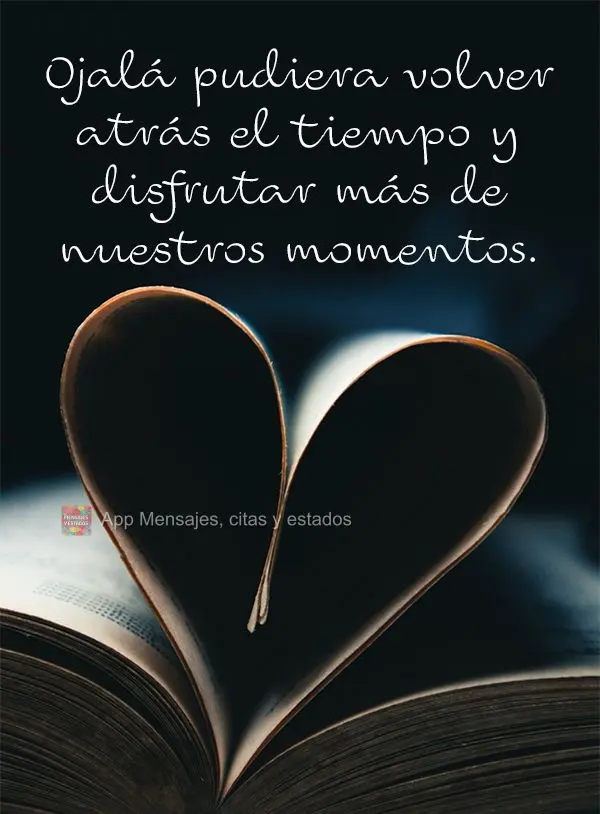 Ojalá pudiera volver atrás el tiempo y disfrutar más de nuestros momentos.