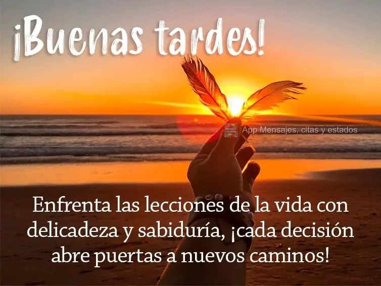 Enfrenta las lecciones de la vida con delicadeza y sabiduría, ¡cada decisión abre puertas a nuevos caminos! ¡Buenas tardes!