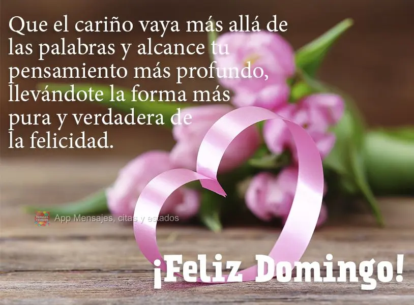 Que o carinho vá além das palavras e alcance o seu mais profundo pensamento, trazendo para si a forma de felicidade mais pura e verdadeira. Feliz Domin...