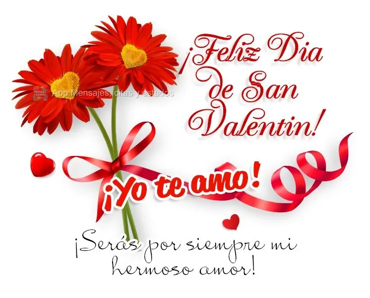 ¡Serás por siempre mi hermoso amor! ¡Yo te amo! ¡Feliz Dia de San Valentin!