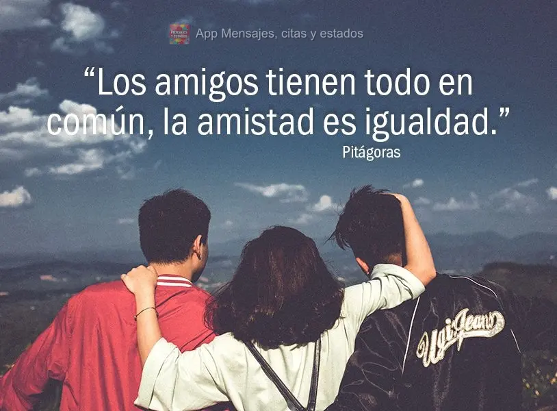 “Los amigos tienen todo en común, la amistad es igualdad.” Pitágoras