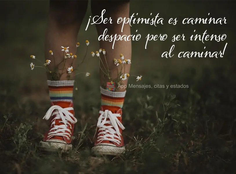 Ser otimista é andar devagar mas ser intenso durante a caminhada!