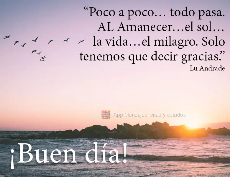 “Devagarinho e aos pouco tudo acontece. O amanhecer, o sol, a vida, o milagre. Nos resta apenas agradecer.” Bom dia! Lu Andrade