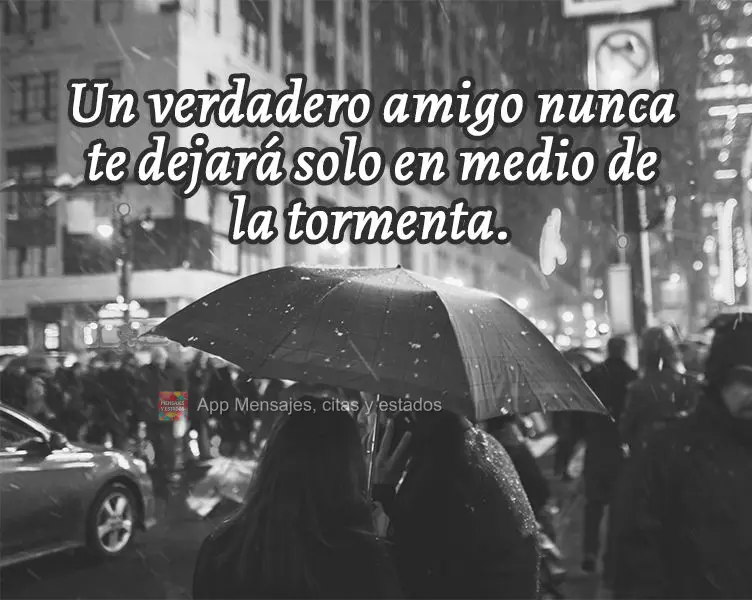 Um amigo de verdade jamais te deixará sozinho em meio a tempestade.
