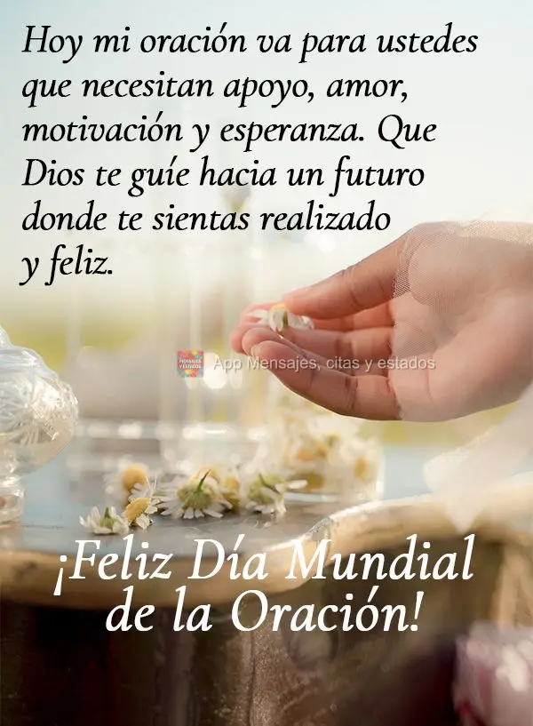 Hoje minha oração vai para você que precisa de apoio, amor, motivação e esperança. Que Deus possa te encaminhar para um futuro onde você se sinta ...