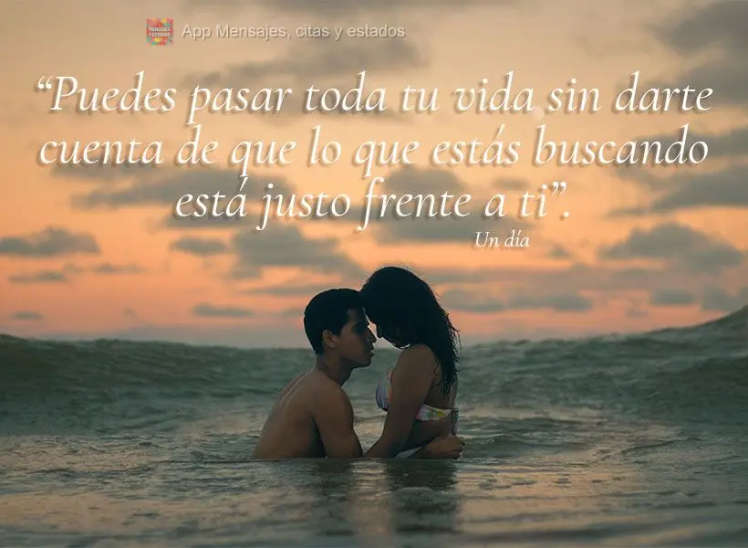 “Puedes pasar toda tu vida sin darte cuenta de que lo que estás buscando está justo frente a ti”. Un día