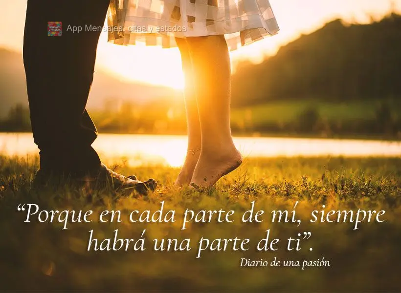 “Porque em cada pedaço de mim, sempre haverá um pedaço de você.” Diário de Uma Paixão