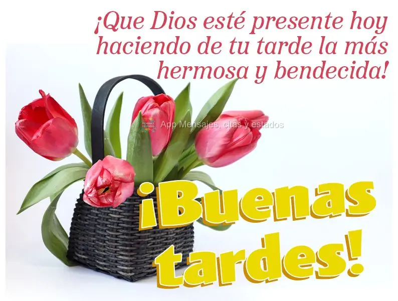 ¡Que Dios esté presente hoy haciendo de tu tarde la más hermosa y bendecida! ¡Buenas tardes!