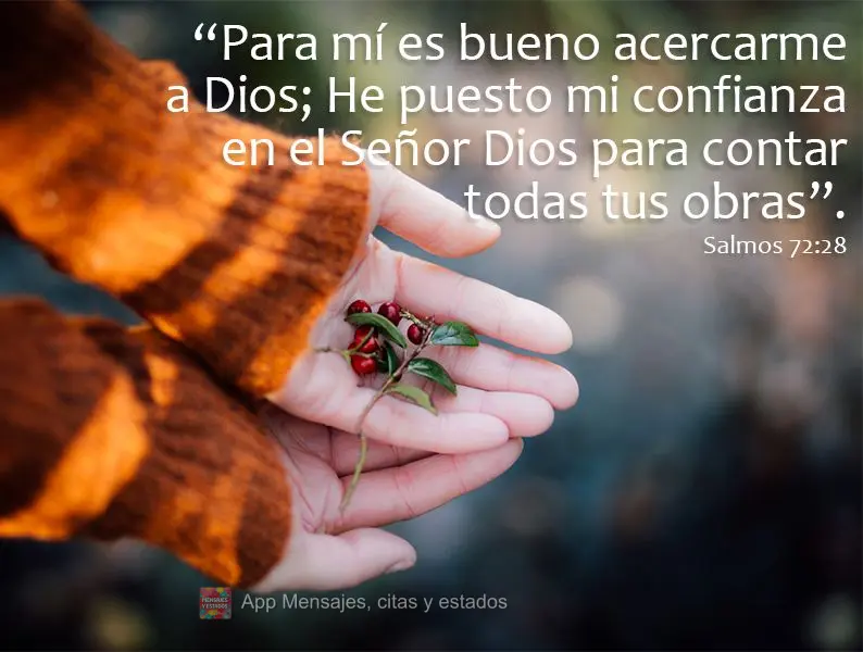 “Para mí es bueno acercarme a Dios; He puesto mi confianza en el Señor Dios para contar todas tus obras”. Salmos 72:28