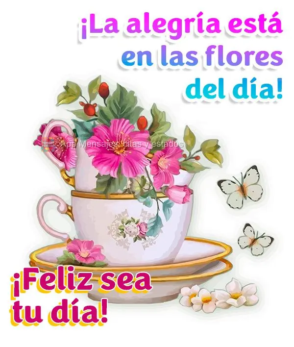 ¡La alegría está en las flores del día! ¡Feliz sea tu día!