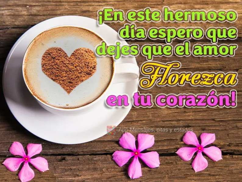 ¡En este hermoso día espero que dejes que el amor florezca en tu corazón!
