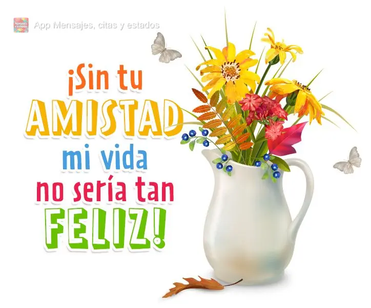 ¡Sin tu amistad mi vida no sería tan feliz!