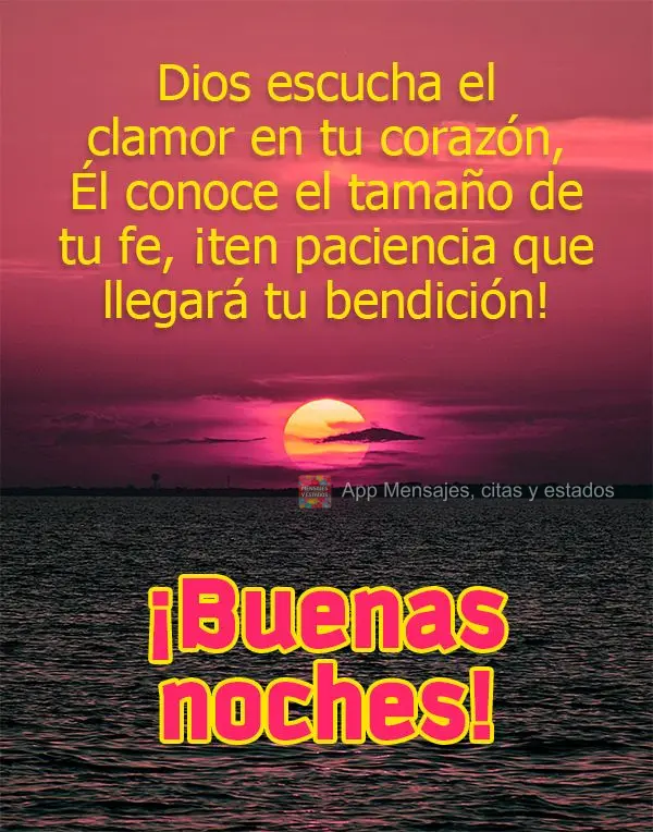 Deus ouve o clamor em seu coração, Ele sabe o tamanho da sua fé, tenha paciência que sua bênção chegará! Boa noite!