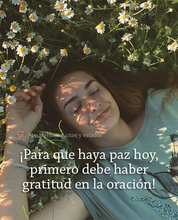¡Para que haya paz hoy, primero debe haber gratitud en la oración!