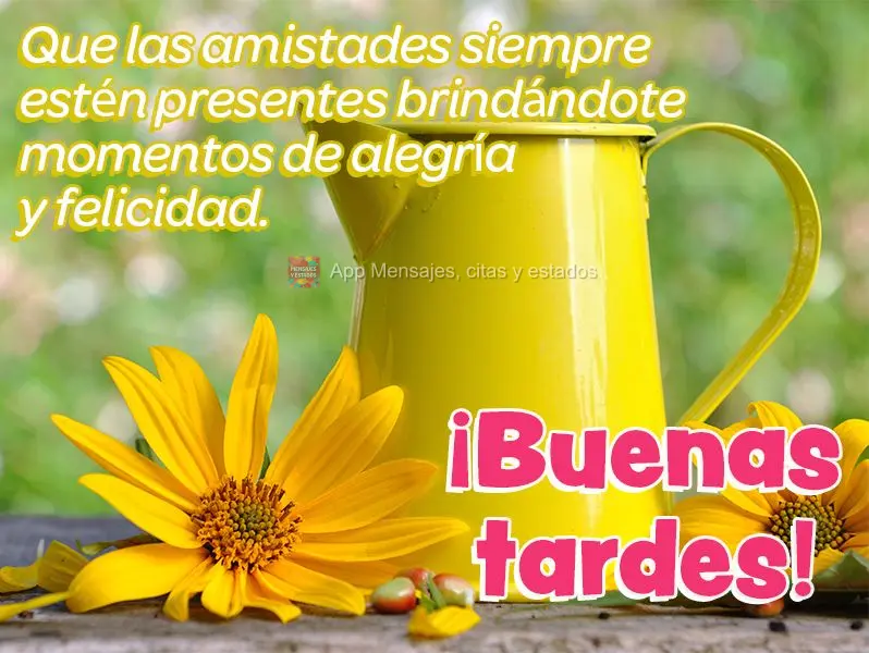Que las amistades siempre estén presentes brindándote momentos de alegría y felicidad. ¡Buenas tardes!