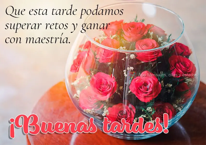 Que esta tarde podamos superar retos y ganar con maestría. ¡Buenas tardes!