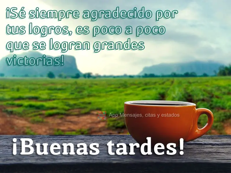 Seja sempre grato por suas conquistas, é aos poucos que se fazem grandes vitórias! Boa tarde!